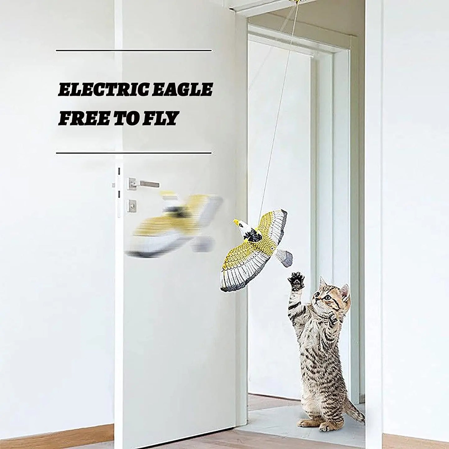 Simulation Bird Interactive Cat Toys Electric Hanging Eagle Flying Bird Cat Teasering Play Cat Stick Scratch Rope Kitten Dog Toy