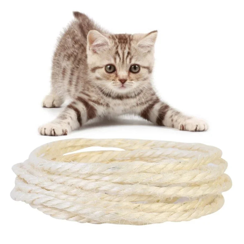 5M Sisal Rope For Cats Scratching Post Toy Making DIY Cat Scratch Board For Cat To Exercise Claw Desk Chair Legs Binding Rope