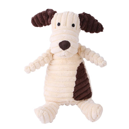 Animals Shape Squeaky Toys Plush Dog Toy Cute Bite Resistant Corduroy Dog Toys for Small Large Dogs Puppy Pet Dog Accessories