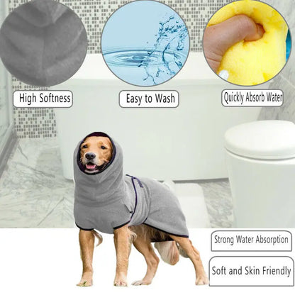 Microfiber Quick Drying Bathrobe for Dogs and Cats, Bath Towels for Small Medium and Large Dogs, Pet Clothes, Coat Accessories