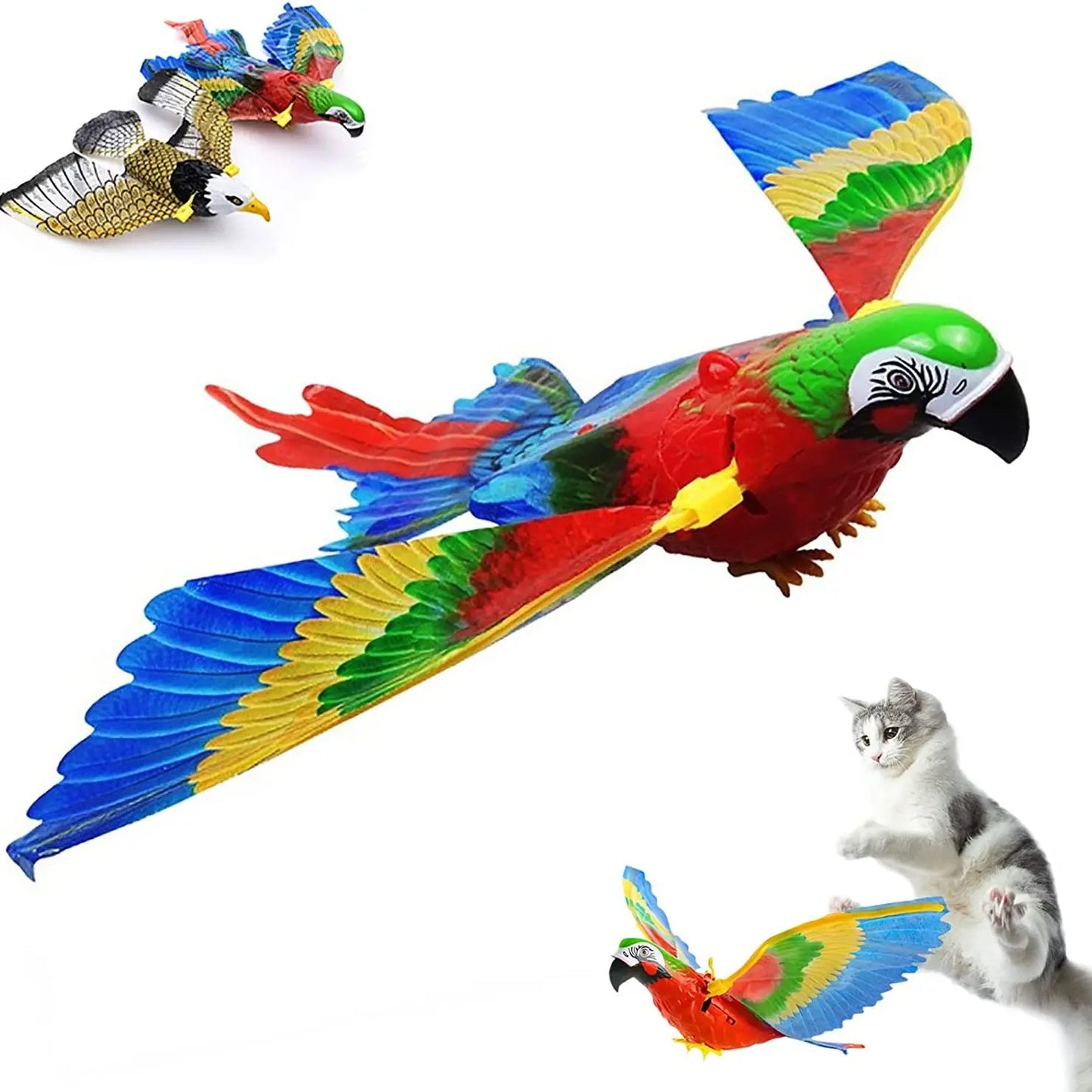 Simulation Bird Interactive Cat Toys Electric Hanging Eagle Flying Bird Cat Teasering Play Cat Stick Scratch Rope Kitten Dog Toy