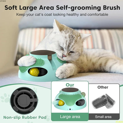 ATUBAN Cat Toys 5 in 1 Automatic Interactive Kitten Toy,Catnip Toy,Cat Toy Balls,Ambush Feather Electronic Cat Toy,Cat Groomer