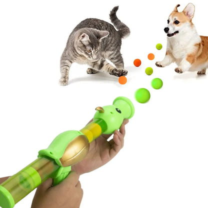 Interactive Cat Toy Ball Pea Aerodynamic Shooter Cats Game Dogs Soft Bomb Launcher Kitten Toys Launch Training Children Pet Gift