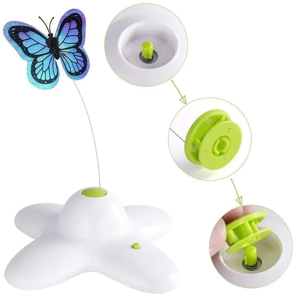 Automatic Cat Toy 360 Degree Rotating Motion Activated Butterfly Funny Toys Pet Cats Interactive Flutter Bug Puppy Flashing Toy