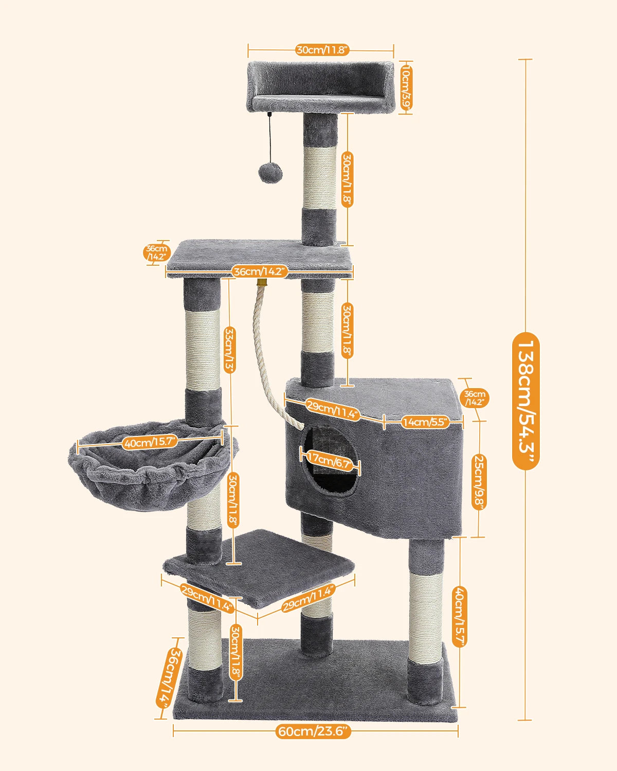 Cat Tree Cat Scratching Post Natural Sisals Kitten Toy  Activity Tower Condo Stand Luxury Furniture for Small Medium Cats