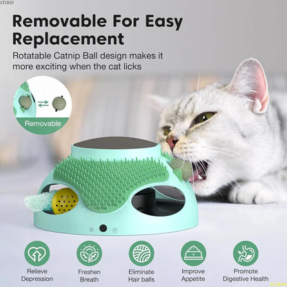 ATUBAN Cat Toys 5 in 1 Automatic Interactive Kitten Toy,Catnip Toy,Cat Toy Balls,Ambush Feather Electronic Cat Toy,Cat Groomer