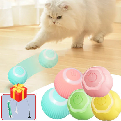 Smart Electric Cat Ball Toys Automatic Rolling Cat Toys for Cats Training Self-moving Kitten Toys for Indoor Interactive Playing