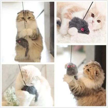 Cat Interactive Toy Hanging Door Retractable Cat Grab Rope Black Mouse Teasing Stick Indoor Cat Toys Entertain and Exercise Game