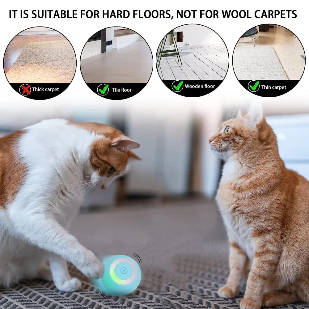 Smart Electric Cat Ball Toys Automatic Rolling Cat Toys for Cats Training Self-moving Kitten Toys for Indoor Interactive Playing