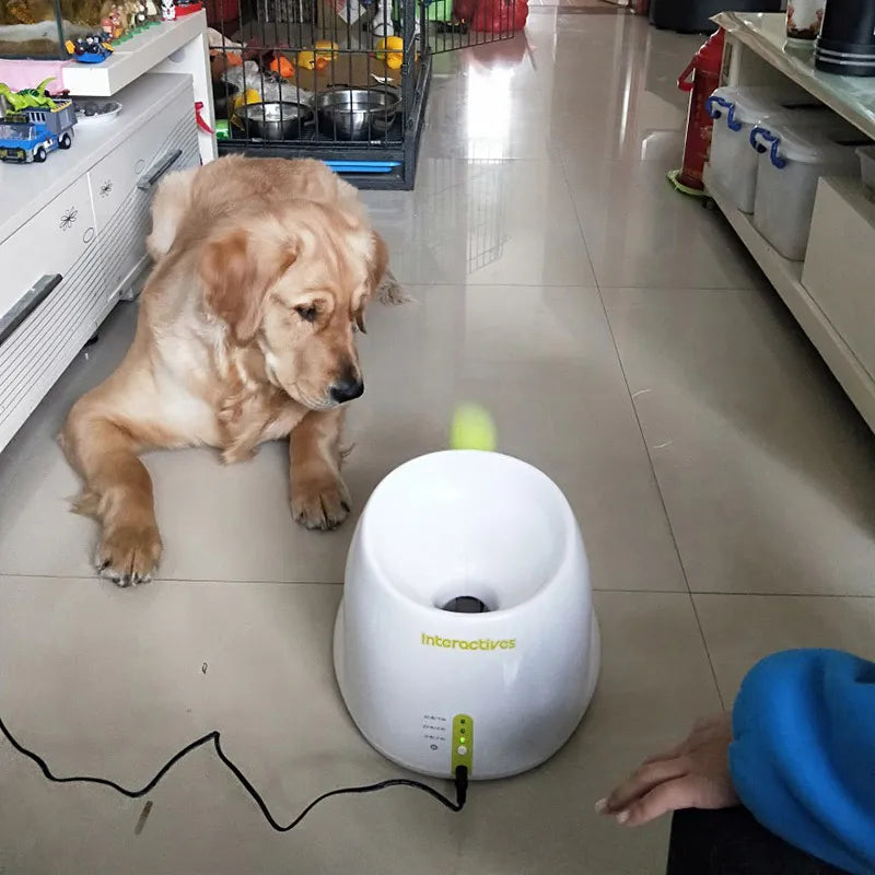 Dog Pet Toys Tennis Launcher Automatic Throwing Machine Pet Ball Throw Device 3/6/9m Section Emission with 3 Balls Dog Training