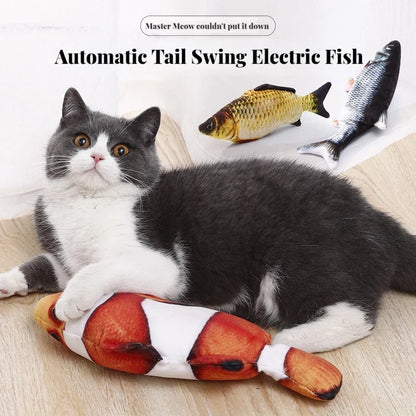 Electric Cat Toy Fish Pet Cat Toys Simulation Fish Swing Kitten Dance Fish Toy Funny Cats Chewing Playing Supplies USB Charging