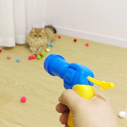 Interactive Launch Training Cat Toys Creative Kittens Mini Pompoms Games Stretch Plush Ball Toys Cat Supplies Pet Accessories