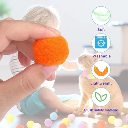 Interactive Launch Training Cat Toys Creative Kittens Mini Pompoms Games Stretch Plush Ball Toys Cat Supplies Pet Accessories