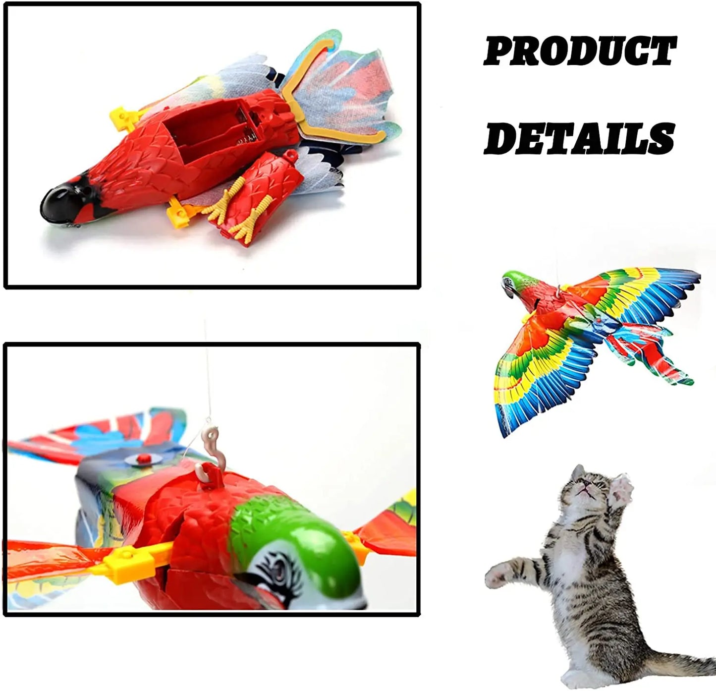 Simulation Bird Interactive Cat Toys Electric Hanging Eagle Flying Bird Cat Teasering Play Cat Stick Scratch Rope Kitten Dog Toy