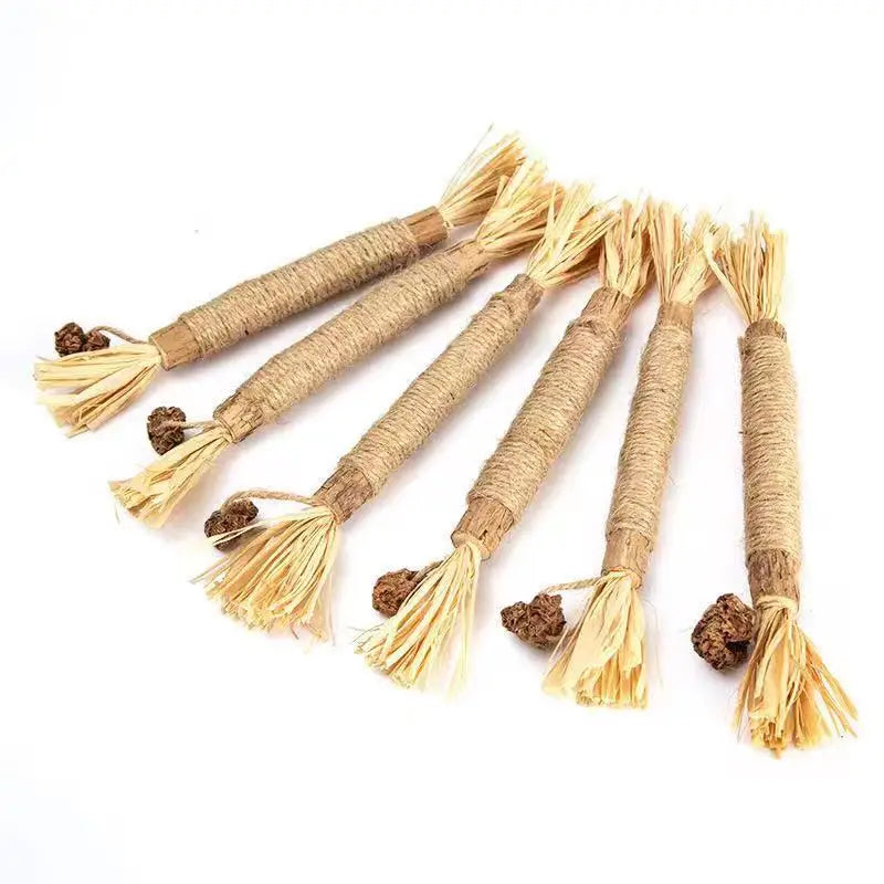 Natural Rattan Wooden Stick Pet Cat Snacks Sticks Cleaning Tooth Catnip Stick Cat Chew Toy Pet Supplies Cat Favors Pet Toy