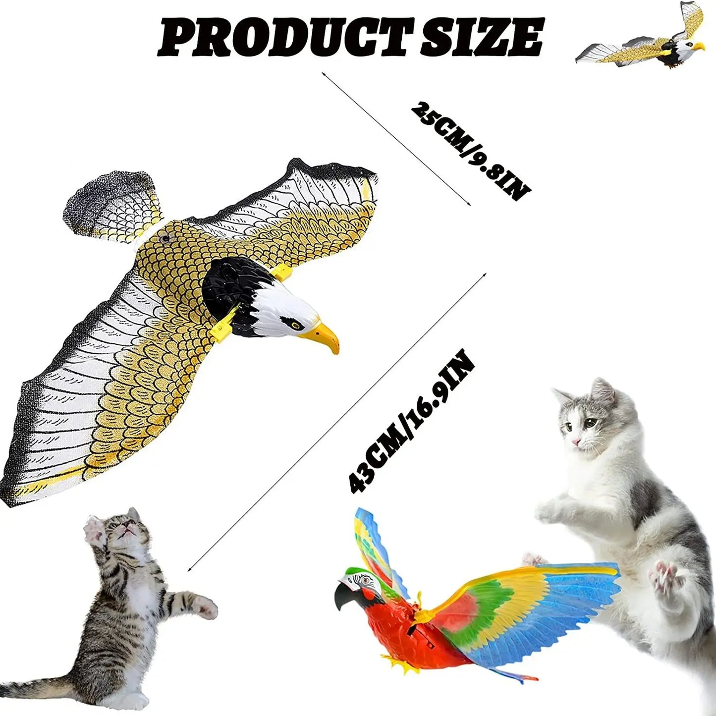 Simulation Bird Interactive Cat Toys Electric Hanging Eagle Flying Bird Cat Teasering Play Cat Stick Scratch Rope Kitten Dog Toy