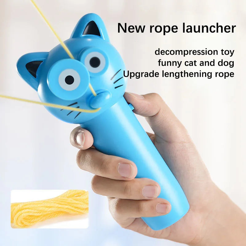 Electric Rope Transmitter Propeller Decompresses Toy Fun String Launcher Controller Flying Teases Cat Zipstring Kids Xmas Gifts