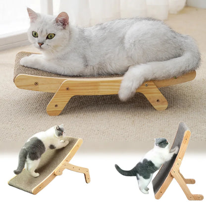 Wooden Cat Scratcher Cat Scratch Board Bed 5 In 1 Scratching Pad Pet Cat Toys Grinding Nail Scraper Mat Training Grinding Claw