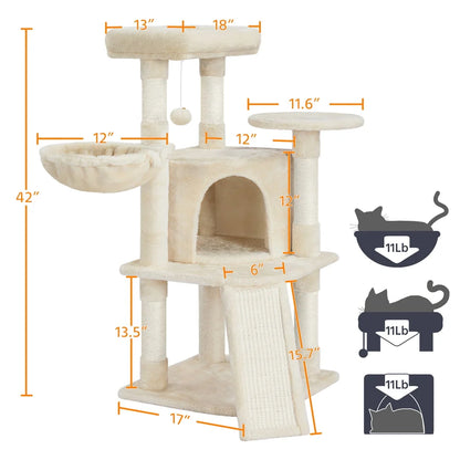 Professional Cat Tree Tower with Basket for Small Kittens, Indoor, At Supplies, Cat Toys, So That Cats Can Play Happily At Home