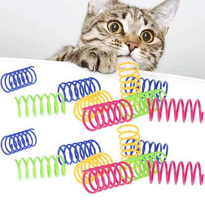 80pcs Cat Spring ToysColorful Cat Coil Toy Durable Plastic Spiral Spring Cat Toy Interactive Cat Toy Creative Cat Activity Toy