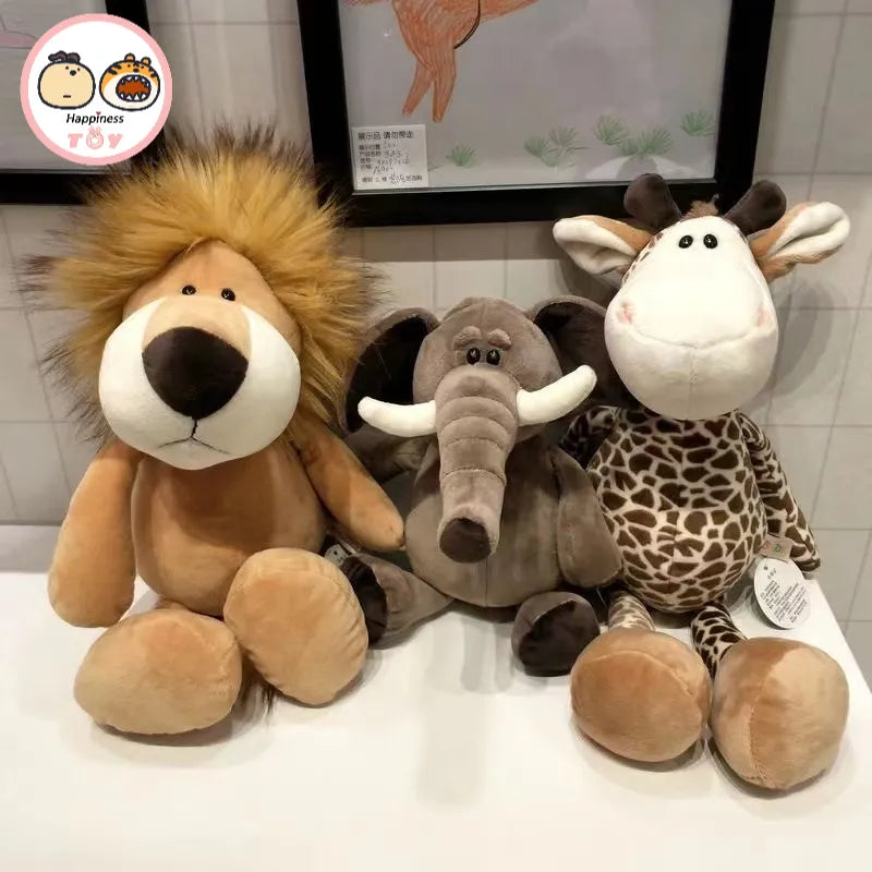 Forest Brothers Doll Lion Tiger Elephant Giraffe Dog Plush Stuffed Toy Children's Doll Birthday Gift Jungle Animal