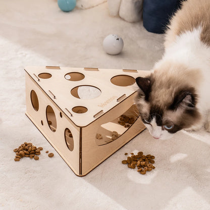 Mewoofun Funny Cat Triangle Teasing Box Puzzle Easy to Assemb Eco-friendly with Three Balls Multifunctional Interactive Pet Toy