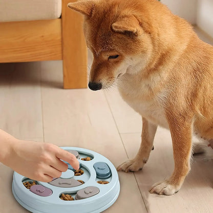 Dog Cat Puzzle Toys Slow Feeder Increase IQ Interactive Turntable Toy Food Dispenser Slowly Eating Bowl Pet Training Game