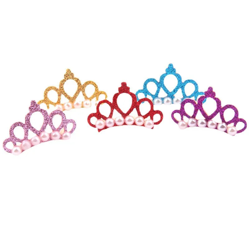 Small Dogs Cat Faux Pearl Crown Shape Bows Pet Hair Clips Head Decoration for Pets Puppy Hairpins Decor Grooming Accessoires