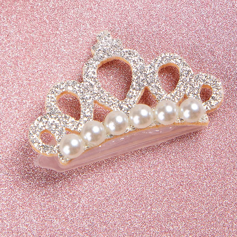 Small Dogs Cat Faux Pearl Crown Shape Bows Pet Hair Clips Head Decoration for Pets Puppy Hairpins Decor Grooming Accessoires