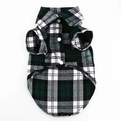 Small Pet Dog Plaid Shirt Lapel Coat Cat Jacket Clothes Costume Top Apparel Set