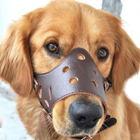 Soft Leather Muzzle For Dogs Anti-biting Secure Adjustable And Breathable Pet Small Large Dogs Muzzle For Golden Retriever