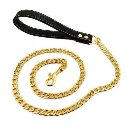 Training Dog Chain Stainless Steel Gold Metal Pet Leash Strong Pitbull Bulldog Durable for Large Big Dogs Thickness Rope Stuff