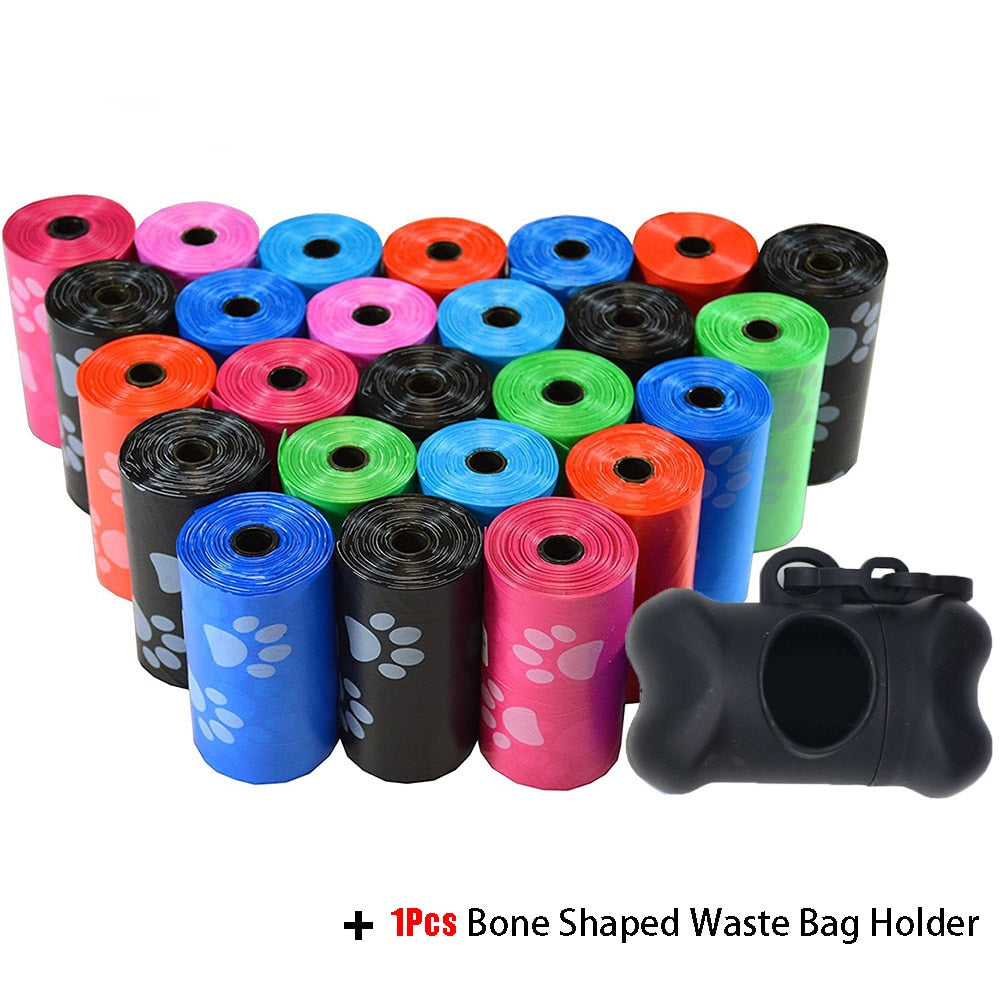 Bulk Poop Bags with Leash Clip and Bone Bag Dispenser